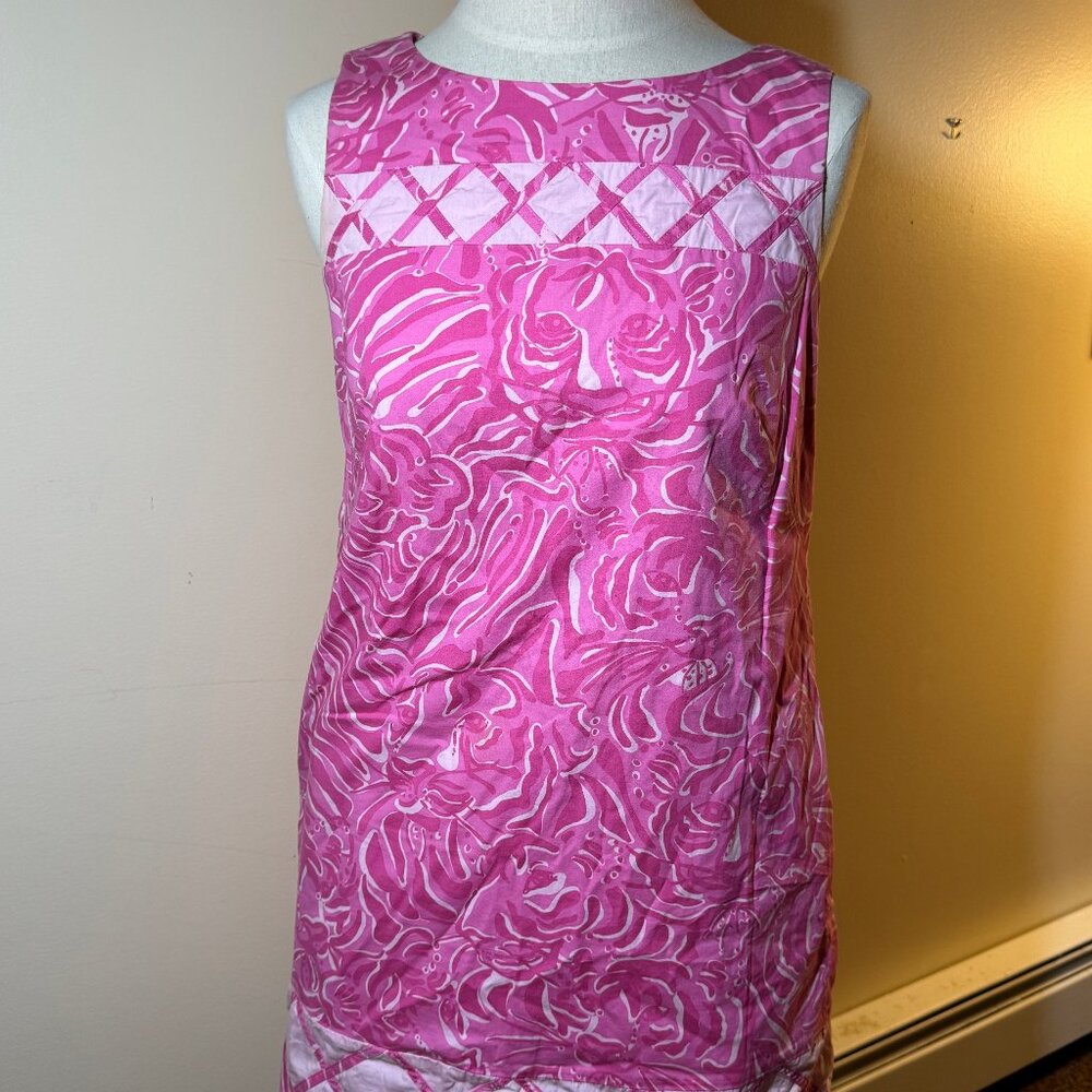 Lilly Pulitzer | Pink Shift Dress (floral & Tigers pattern)